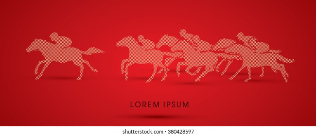 Horse racing ,Horse with jockey, designed using dots and spots graphic vector.