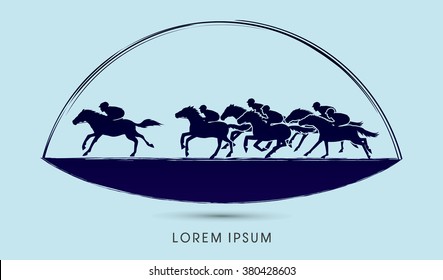 Horse racing ,Horse with jockey, designed using grunge brush graphic vector.