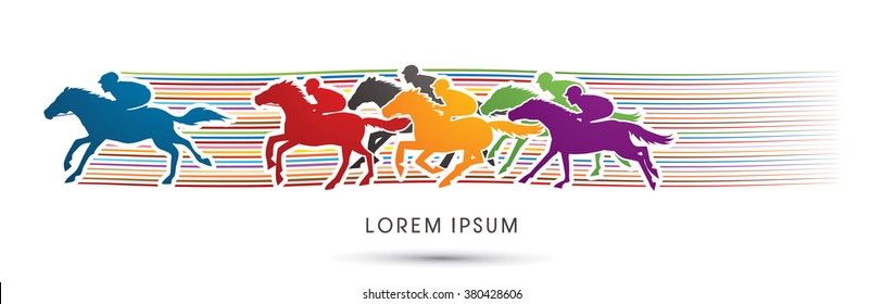 Horse racing ,Horse with jockey, designed using colorful brush graphic vector.