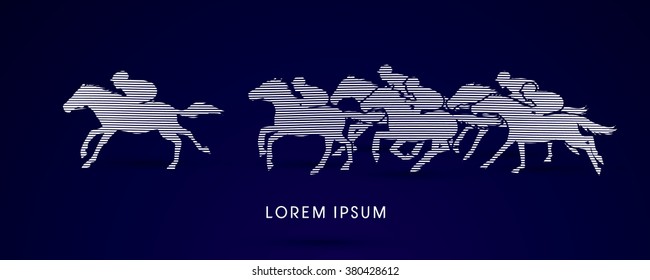 Horse racing ,Horse with jockey, designed using line brush graphic vector.