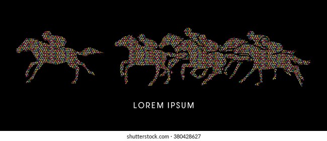 Horse racing ,Horse with jockey, designed using colorful mosaic graphic vector.