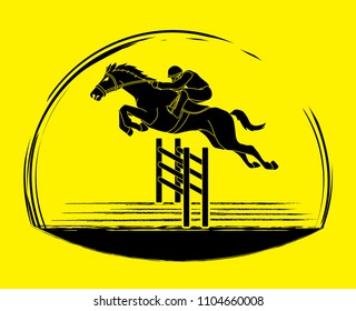 Horse racing ,Horse with jockey, graphic vector.