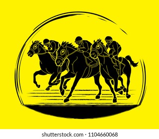Horse racing ,Horse with jockey, graphic vector.