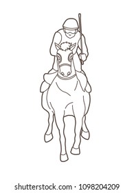 Horse racing ,Jockey riding horse, design using outline graphic vector.