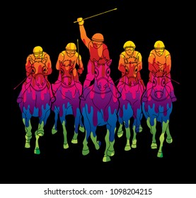 Horse racing ,Jockey riding horse, design using colorful graphic vector.