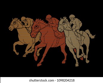 Horse racing ,Jockey riding horse, design using geometric pattern graphic vector.