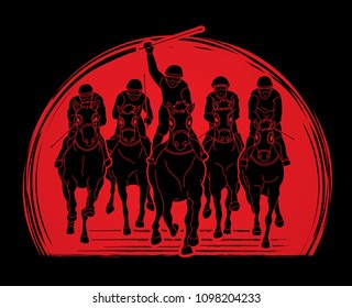 Horse racing ,Jockey riding horse, design on sunlight background graphic vector.