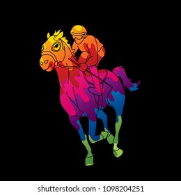 Horse racing ,Jockey riding horse, design using colorful graphic vector.