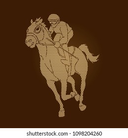 Horse racing ,Jockey riding horse, design using geometric pattern graphic vector.