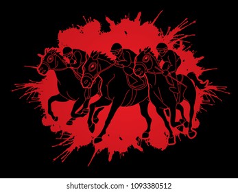 Horse racing ,Jockey riding horse, designed on splatter ink graphic vector.
