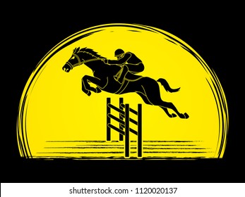 Horse racing ,Jockey riding horse, designed on sunlight background graphic vector.