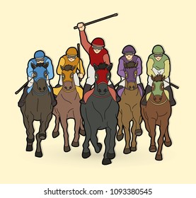 Horse racing ,Jockey riding horse, graphic vector.