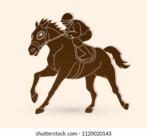 Horse racing ,Jockey riding horse,  graphic vector.
