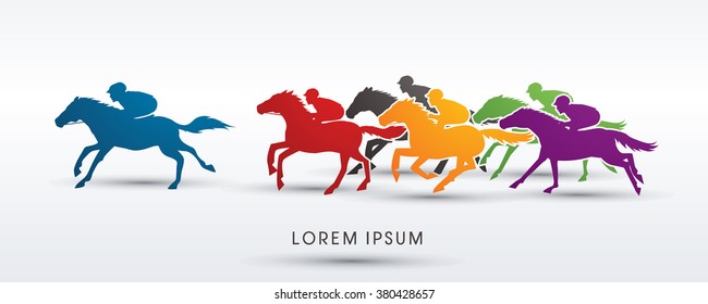 Horse racing ,Horse with jockey,graphic vector.