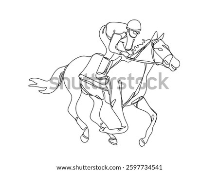 Horse racing , line drawing, vector illustration