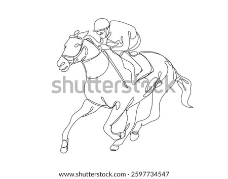 Horse racing , line drawing, vector illustration