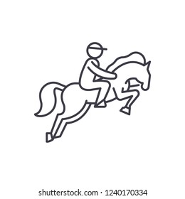 Horse racing line icon concept. Horse racing vector linear illustration, symbol, sign