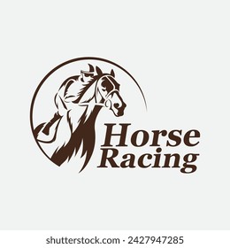 Horse racing logo design concept with a rider. Complex, classic, mature. Suitable for sports logo designs