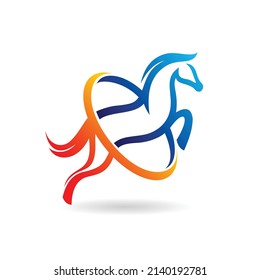 Horse racing logo with jump concept