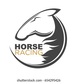 Horse racing logotype isolated illustration with animal outline
