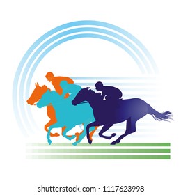 Horse Racing on the race track, equestrian sign