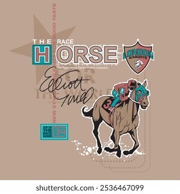 horse racing performance sports  ,typography vector illustration