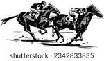 Horse Racing - Retro Ad Art banner Illustration - retro clipart Illustration