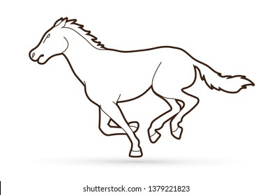 Horse racing running cartoon graphic vector
