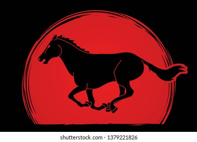 Horse racing running cartoon graphic vector