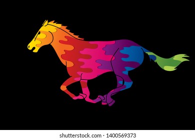 Horse racing running cartoon graphic vector