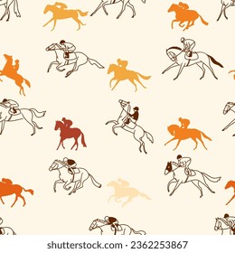 Horse racing, seamless vector pattern