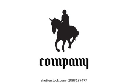 horse racing silhouette logo company template