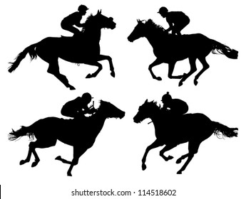Horse Racing Silhouette on white background