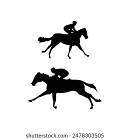horse racing sport silhouette collection