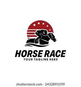 horse racing sport silhouette logo design