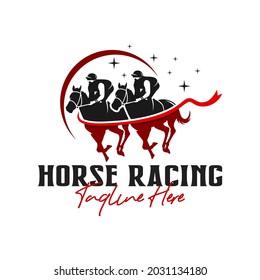 horse racing sports illustration logo design