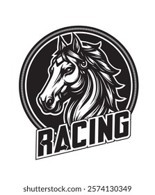 Horse Racing vector design black and white