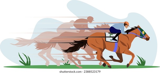 ilustración vectorial de carreras de caballos, competición de hipódromos, animal en ilustración deportiva, raza de caballos en carrera