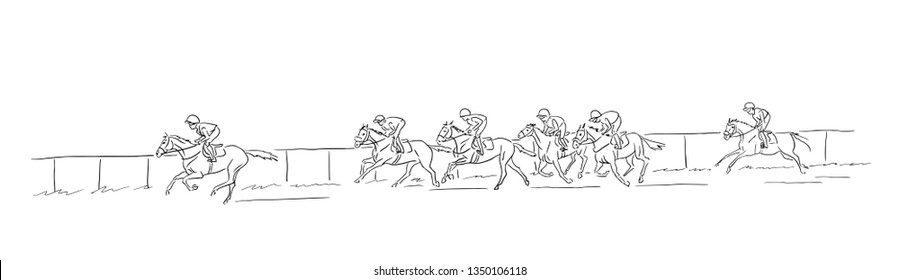 Horse racing, vector sketch.