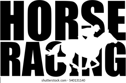Horse racing word with silhouette cutout