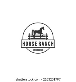 horse ranch logo template vector, icon in white background