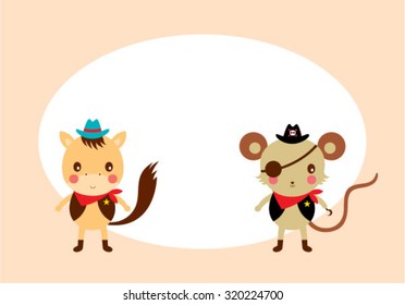 horse and rat friend tag vector