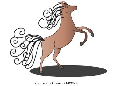 The horse is rear up