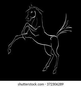 the horse reared, drawing, vector drawings izoliorovanny symbol, logo icon