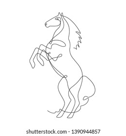 Horse Reared, One Line Drawing,continuous Line , Contour