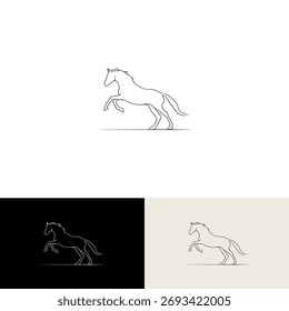 Arte de línea de cría de caballos, múltiples fondos