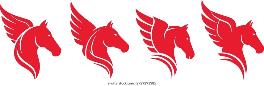 horse red silhouette vector, flying horse shadow,  flying animal design, winged horse  animal horse, speed, 
