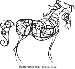 horse rendered in different style for textile printing