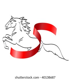 horse and ribbon vector