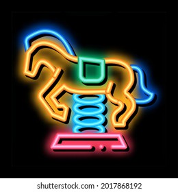 horse ride for children neon light sign vector. Glowing bright icon horse ride for children sign. transparent symbol illustration